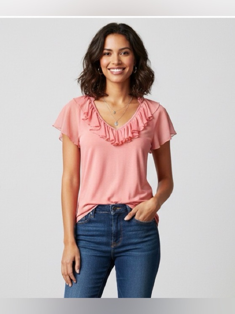 💗 Express Pink Flutter Sleeve Blouse – Size Small – Feminine & Flowy!